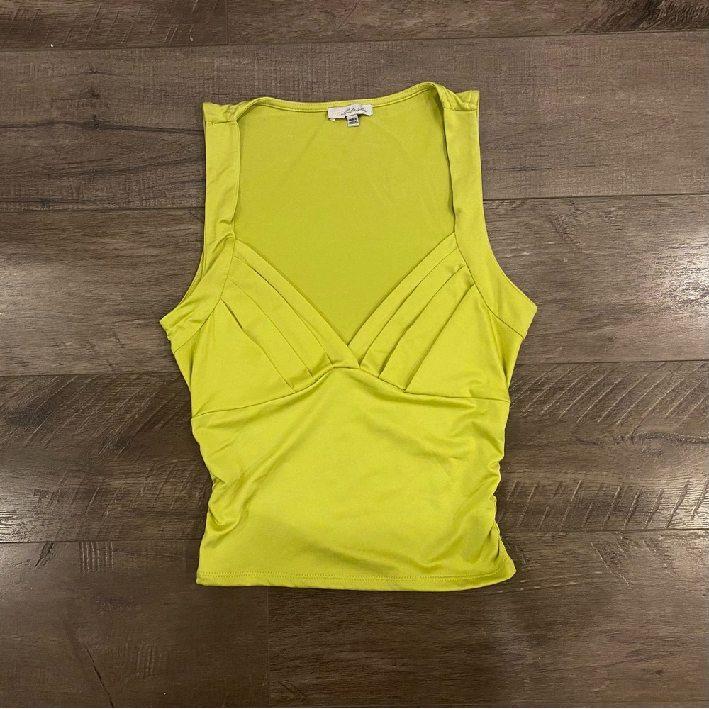 Chartreuse V Neck Top